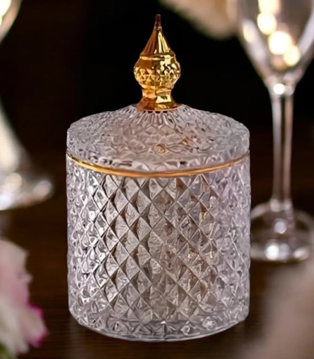 Crystal Jar with Gold Lid