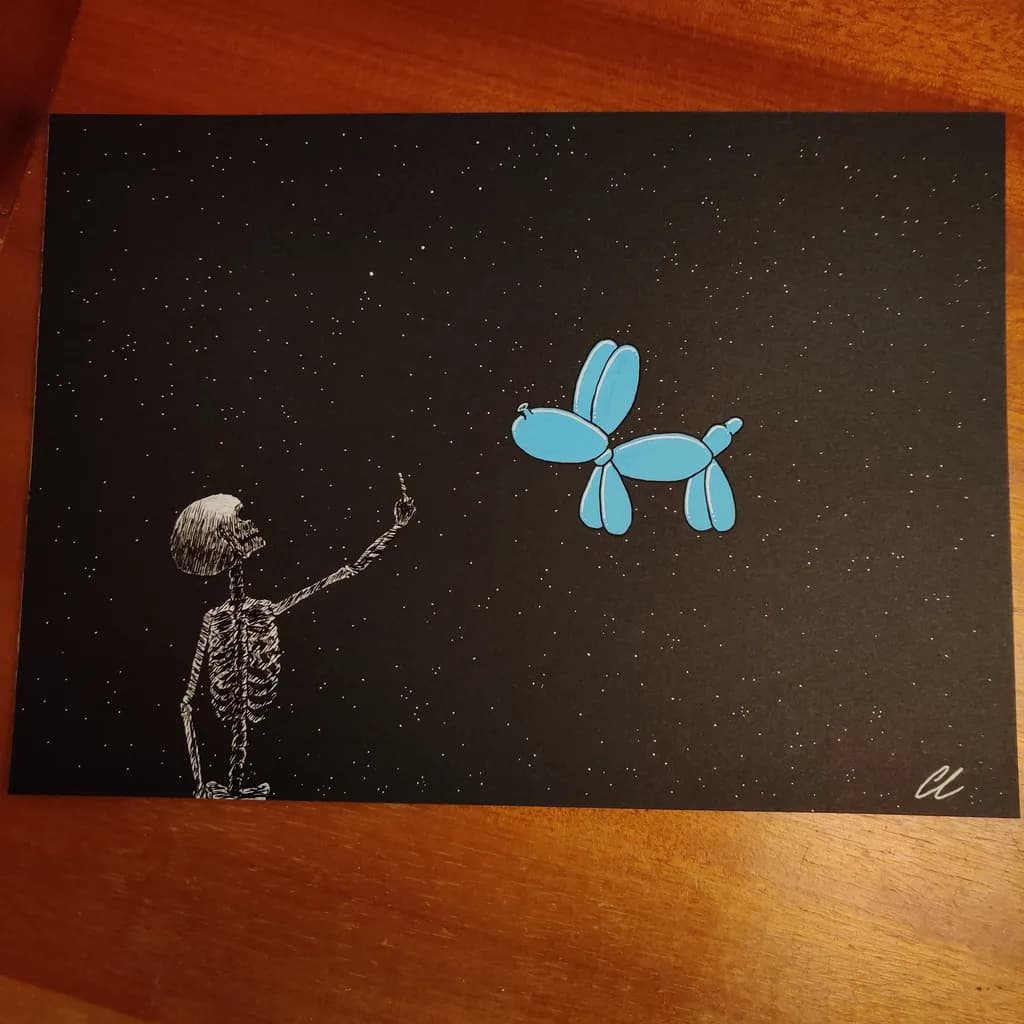 Skeleton and Balloon Dog