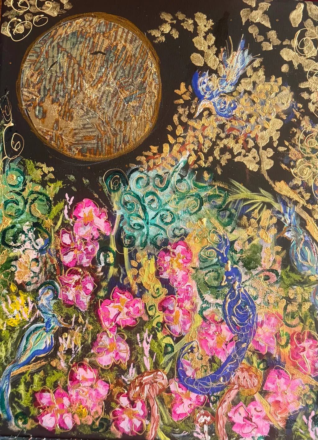 Moonlit Garden Birds