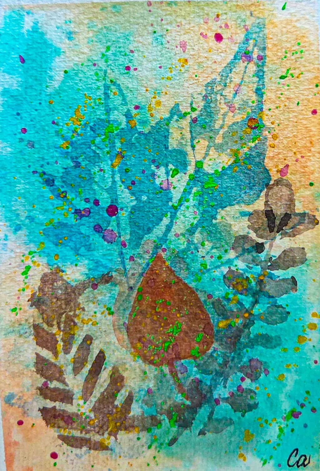 Stencil Leaves Composition