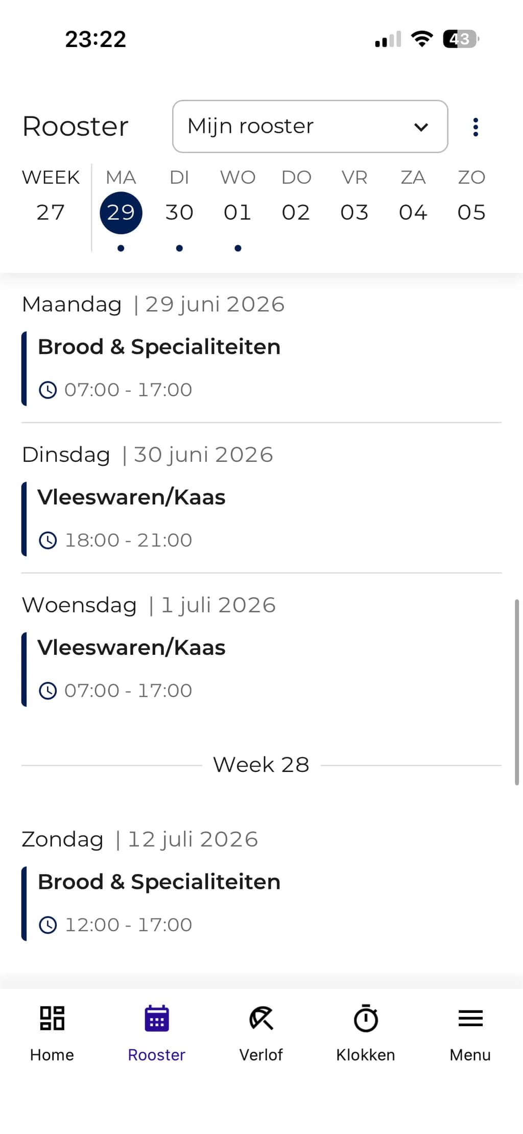 Work Schedule June 2026