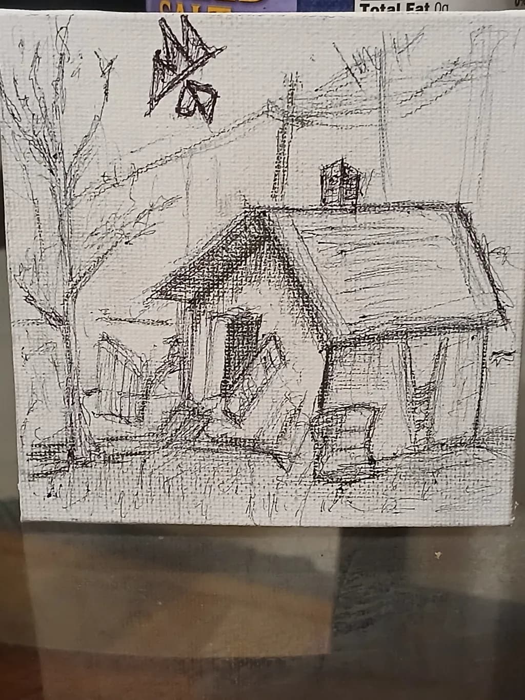 Sketch of Cabin and Trees
