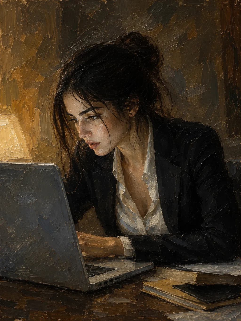 Focused Woman at Laptop