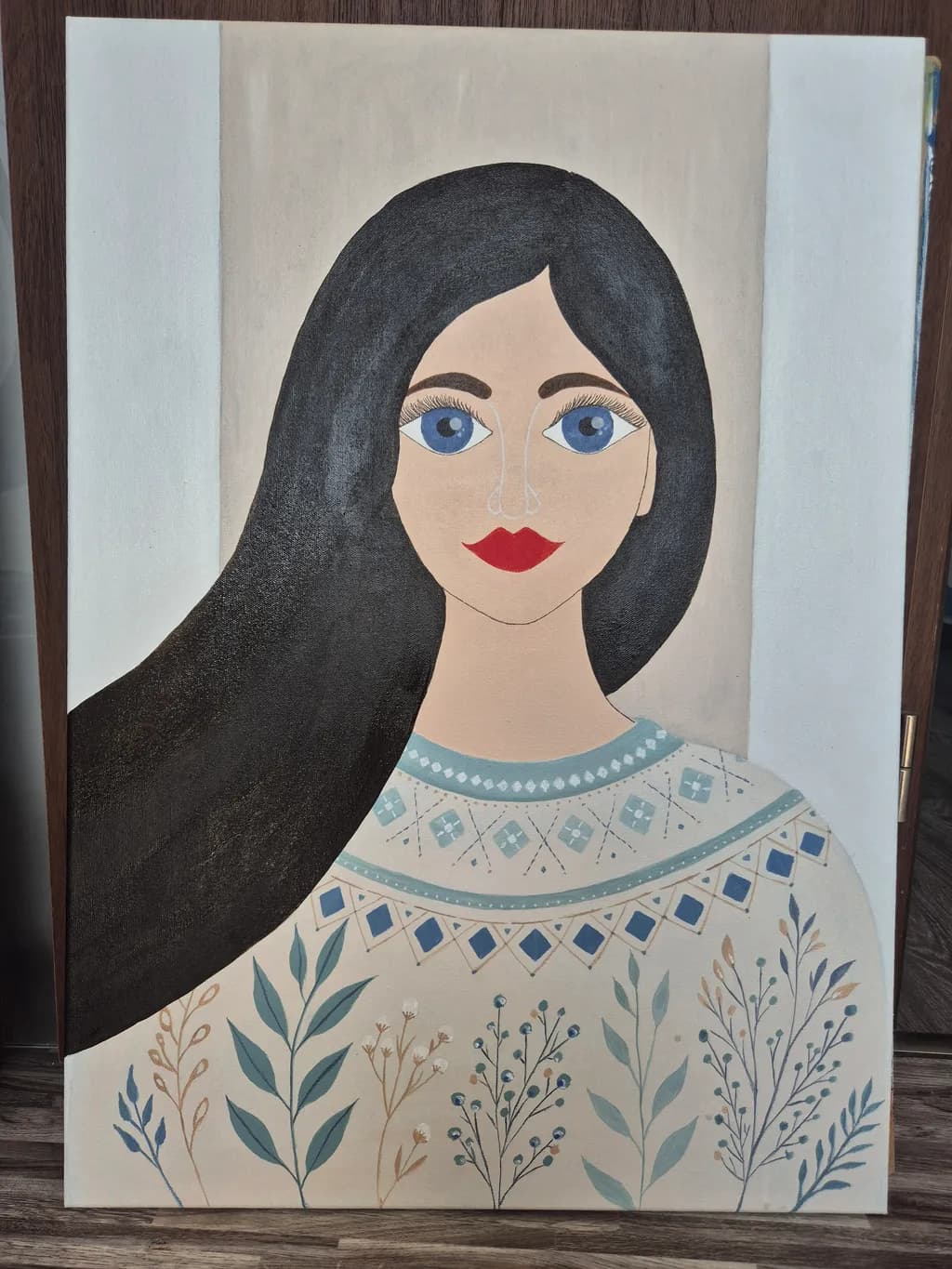 Woman with Floral Sweater