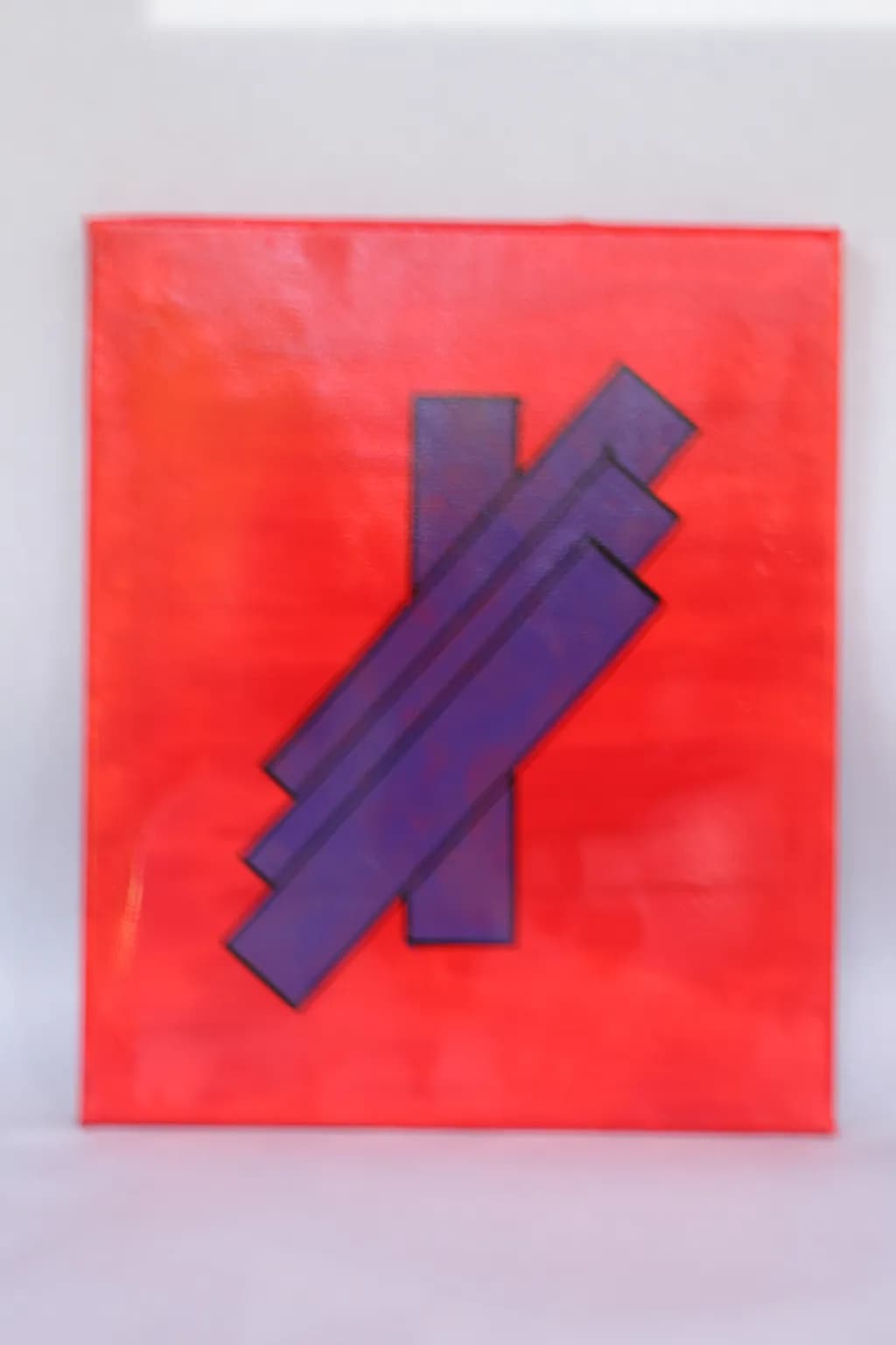Purple Bars on Red Canvas