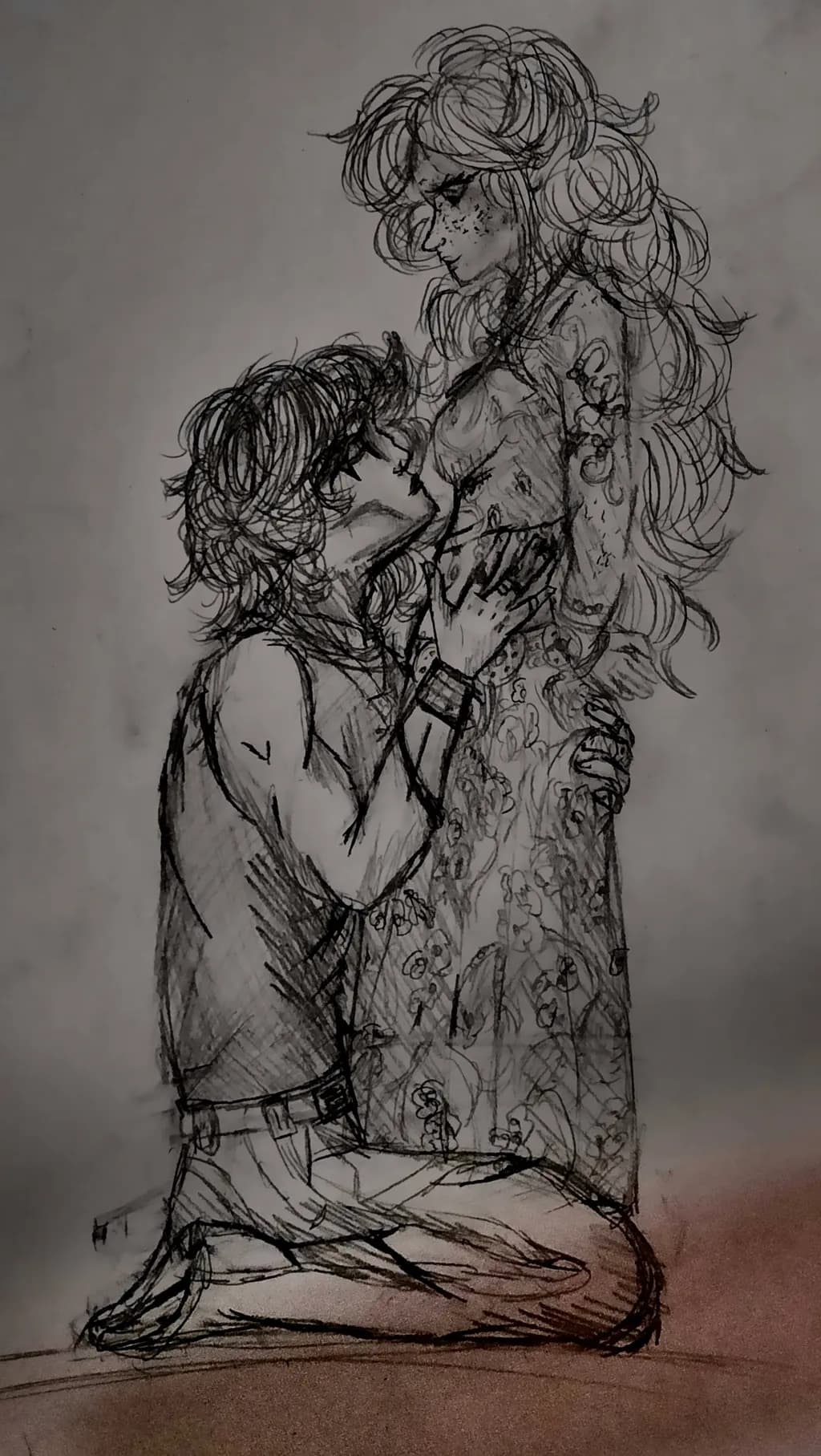 Kneeling Embrace