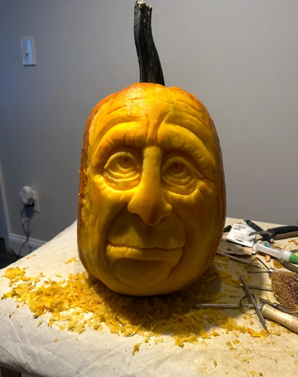 Pumpkin Face Sculpture