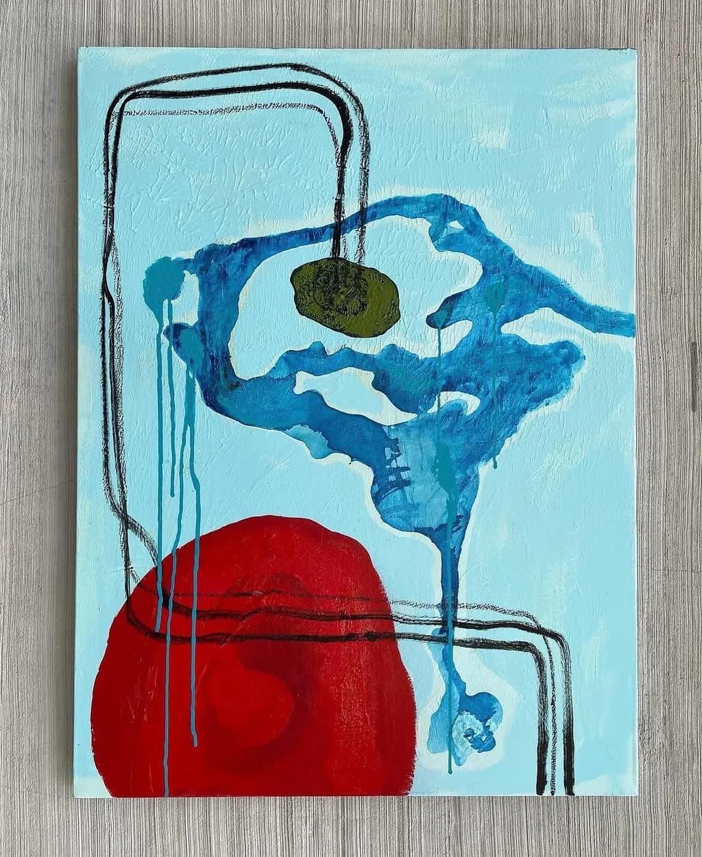 Blue Flow with Red Sphere