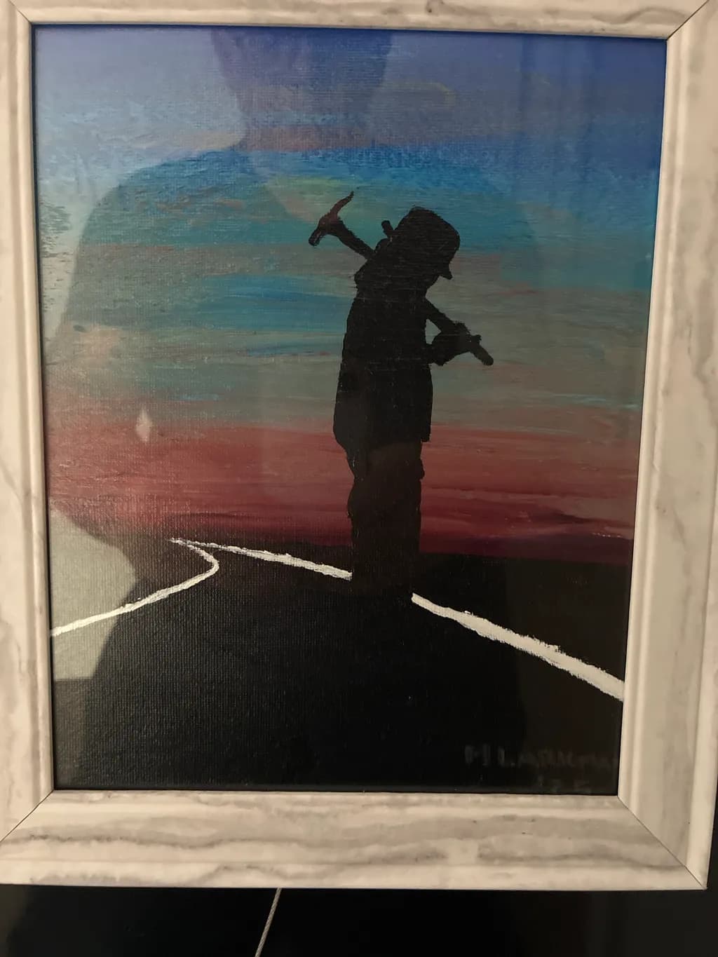 Silhouette on Road at Dusk