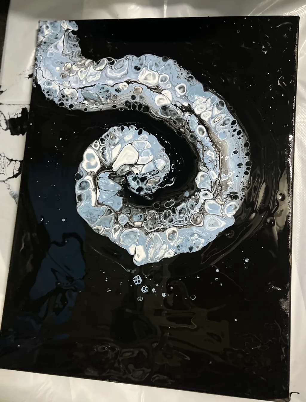 Silver Spiral on Black