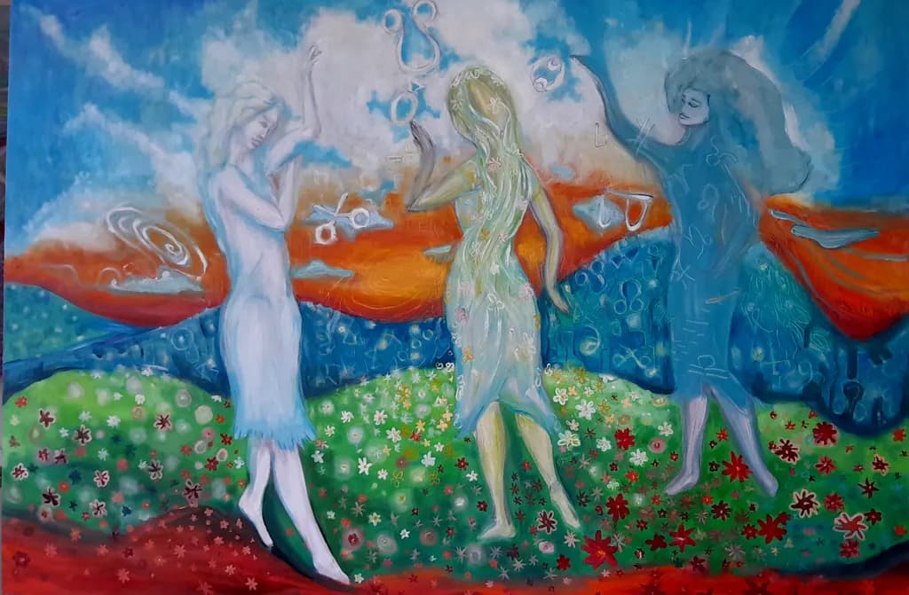 Dancing Figures on a Floral Field