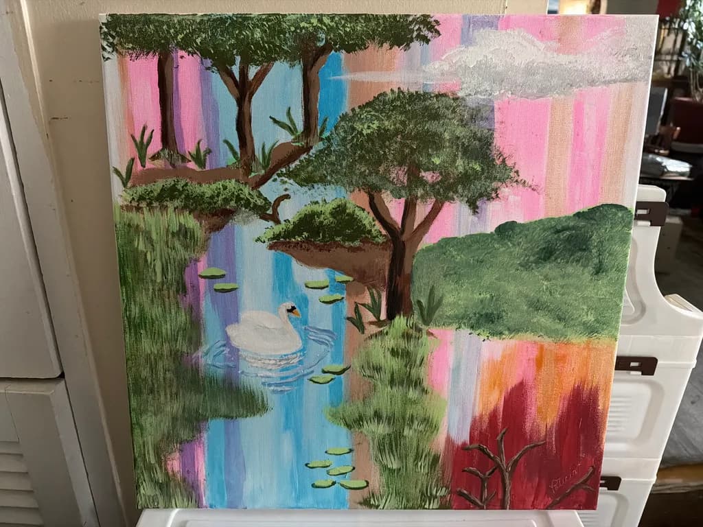 Swan on Forest Stream