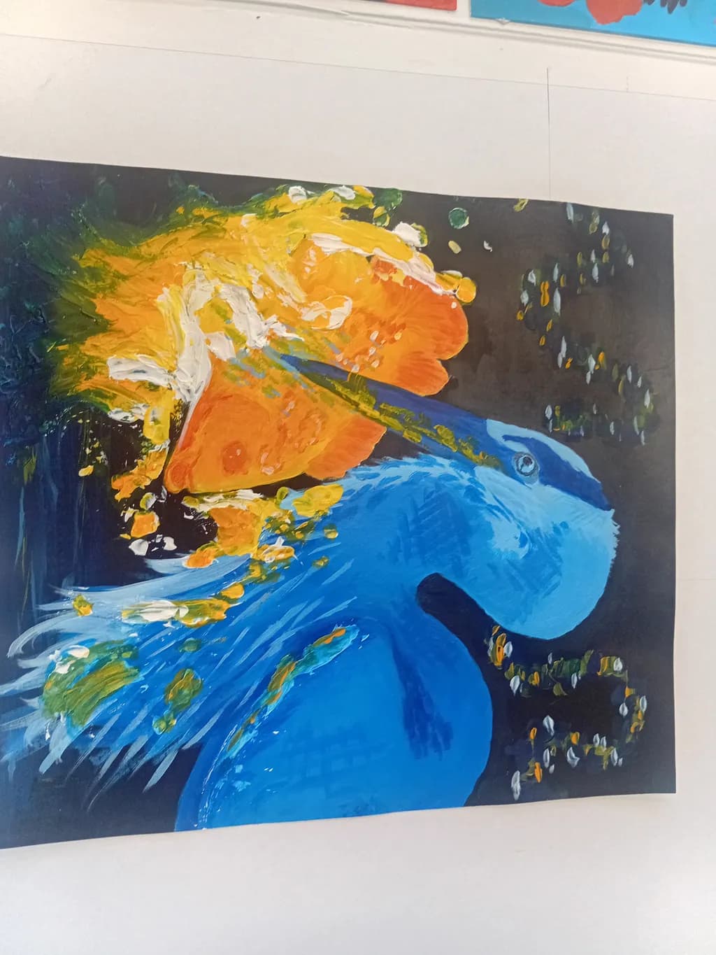 Blue Bird with Orange Burst