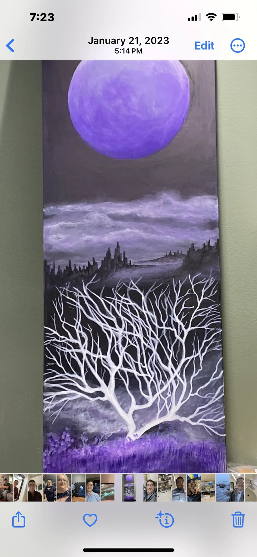Purple Moon Over White Tree
