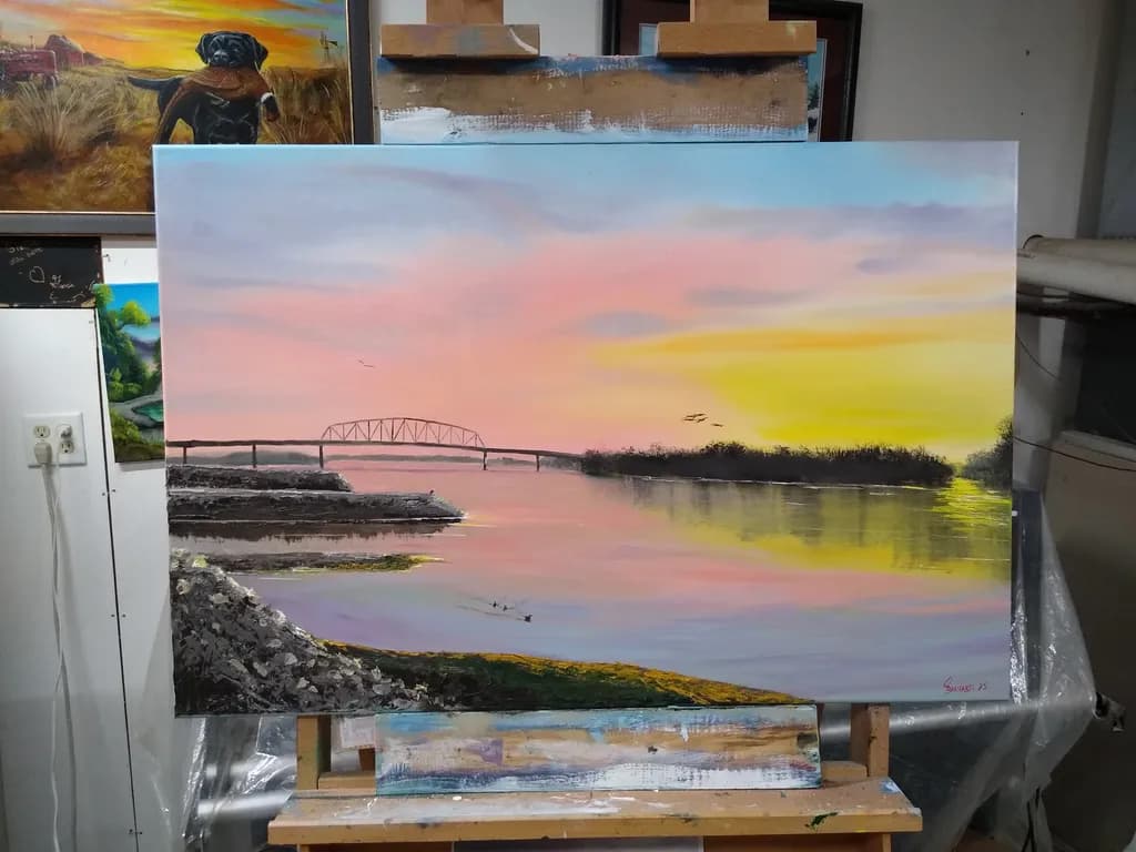 Sunset Bridge River