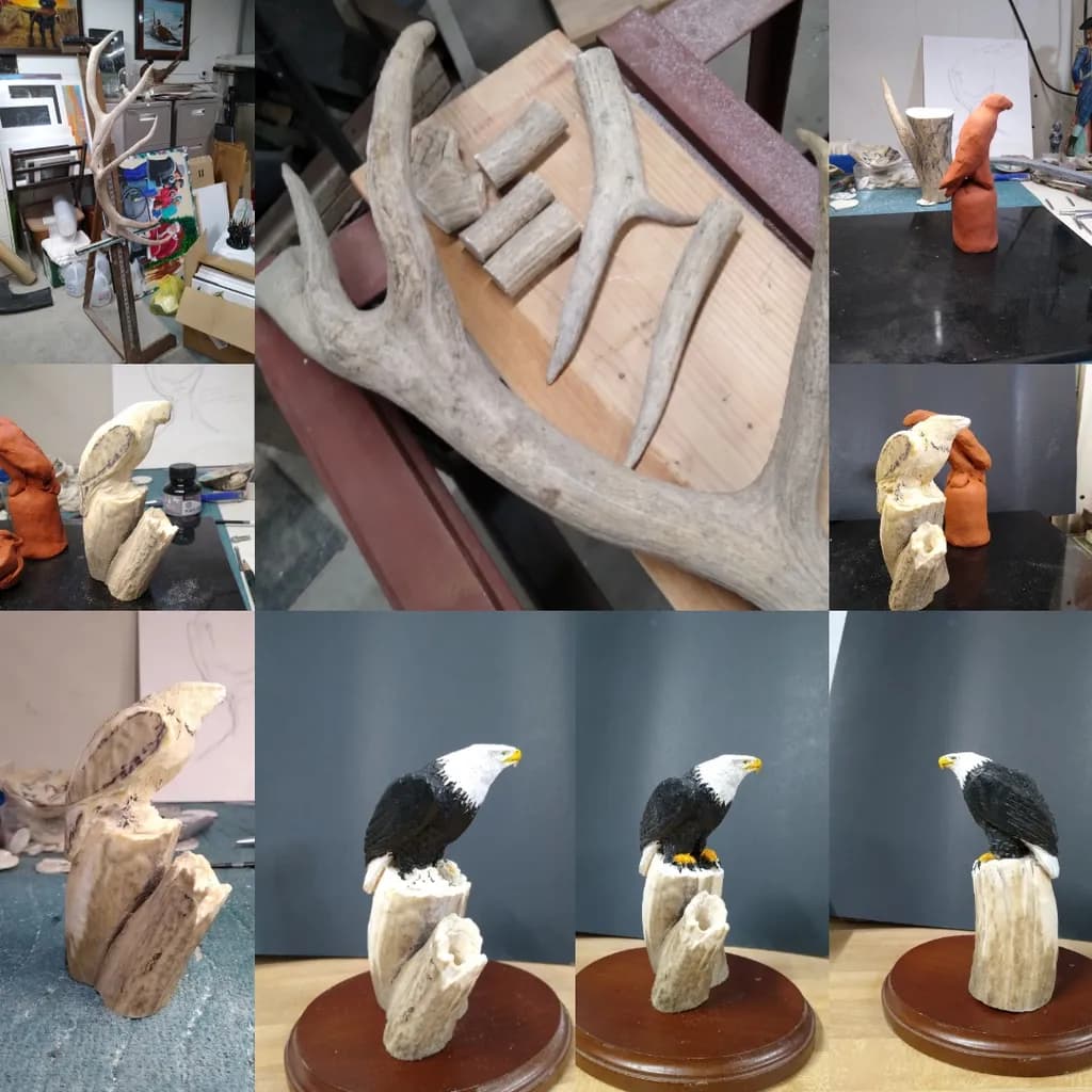 Eagle on Antler Base