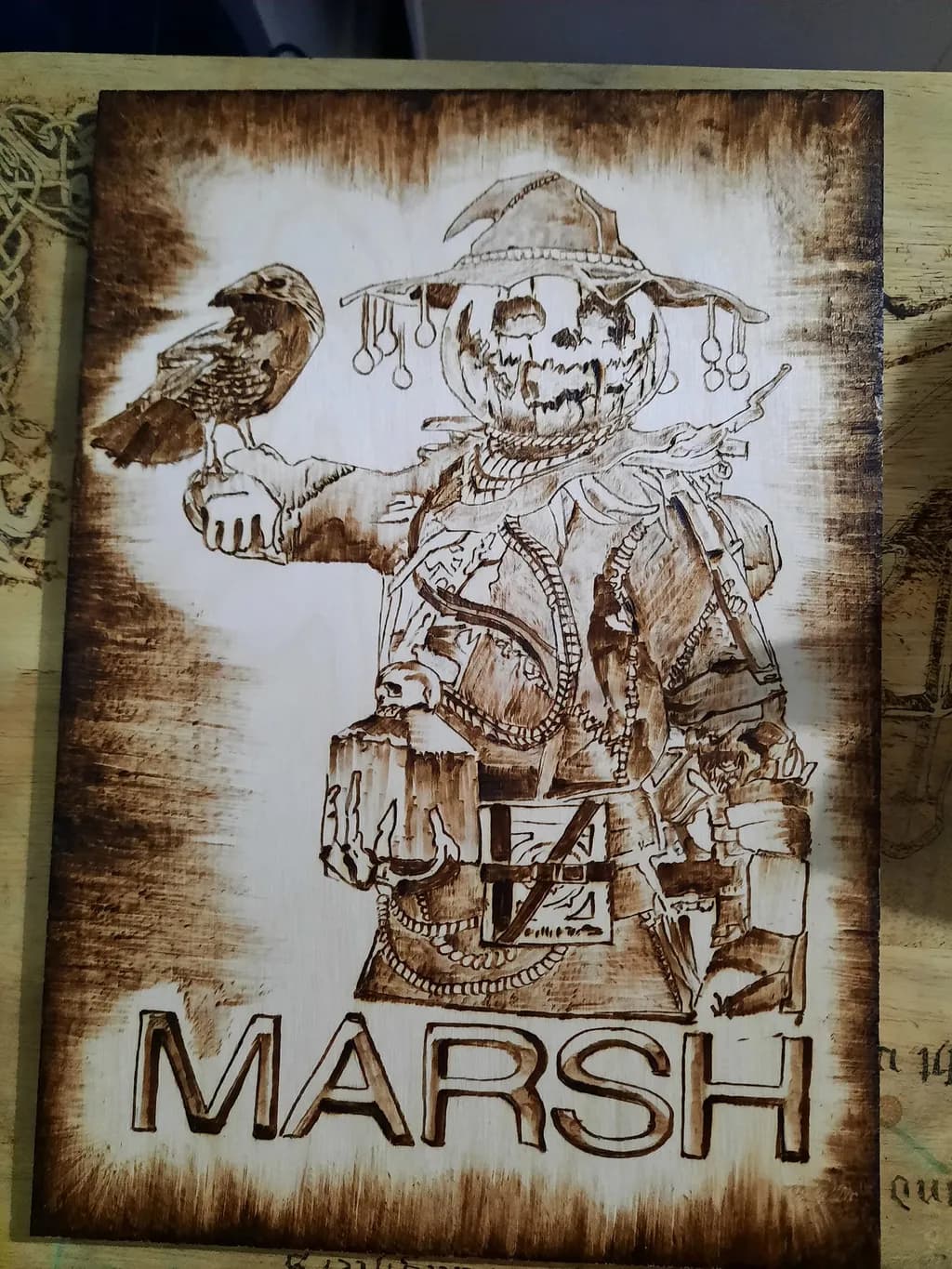 Marsh Scarecrow with Bird