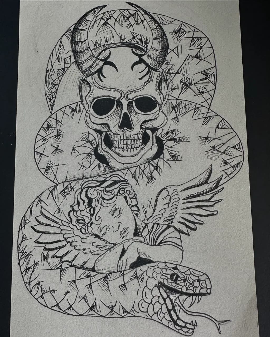 Skull Angel Snake