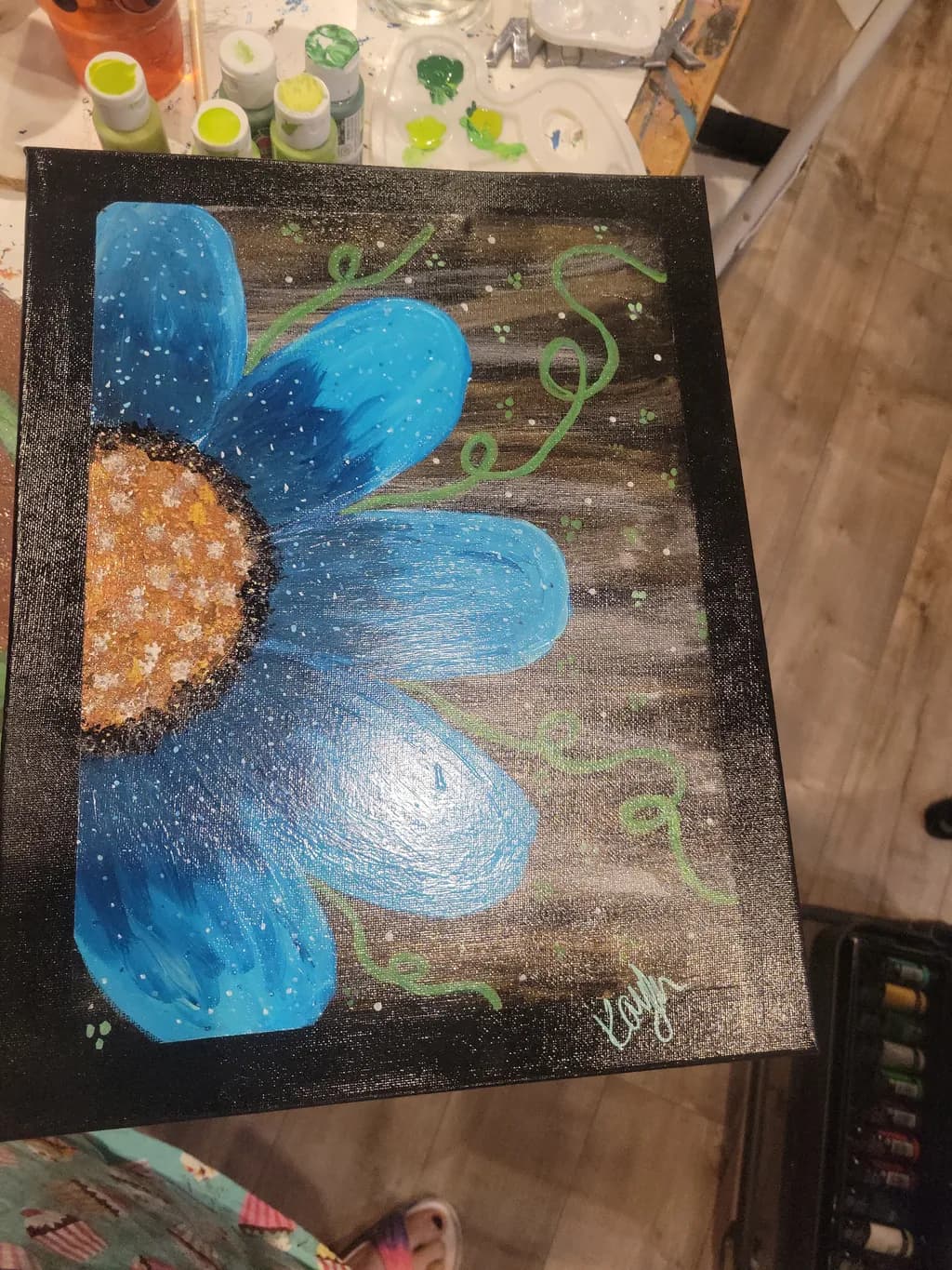 Blue Flower on Canvas