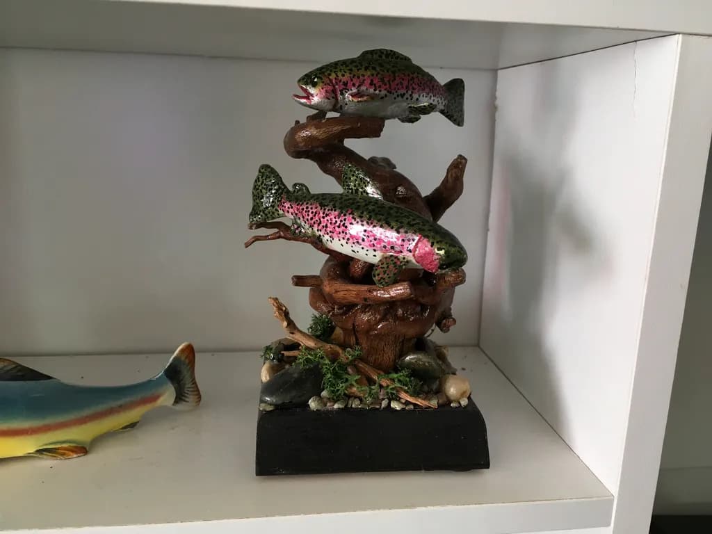 Wooden Fish Sculpture Trio
