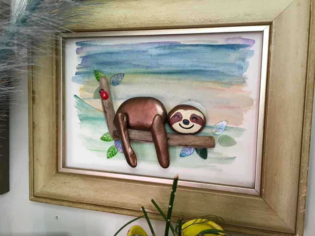 Cheerful Sloth on Branch