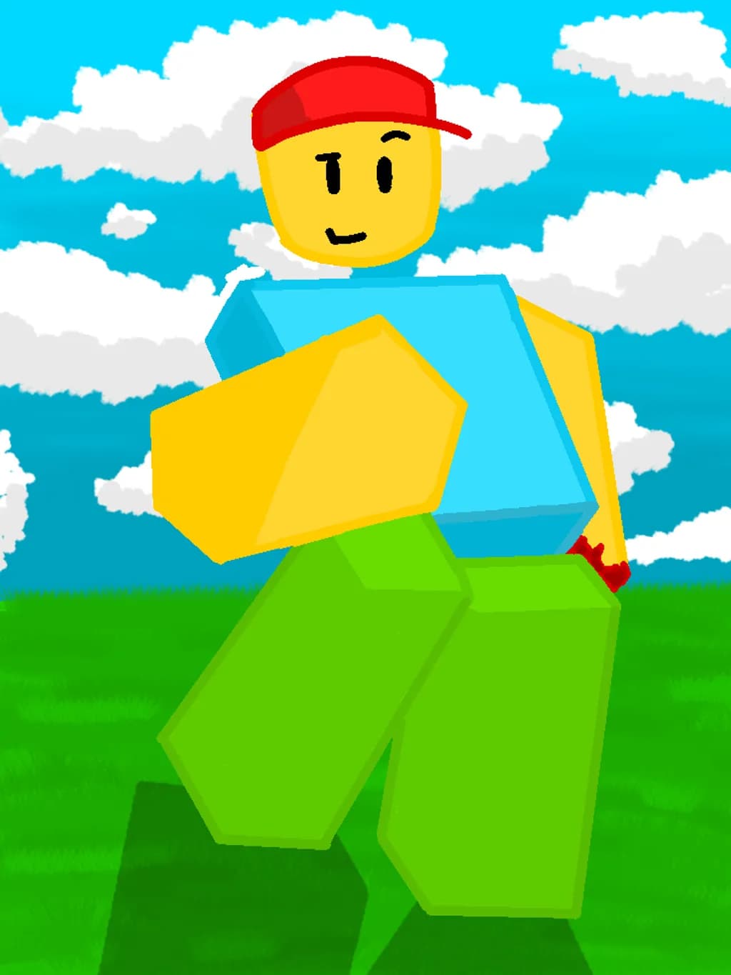 Block Character on Grass