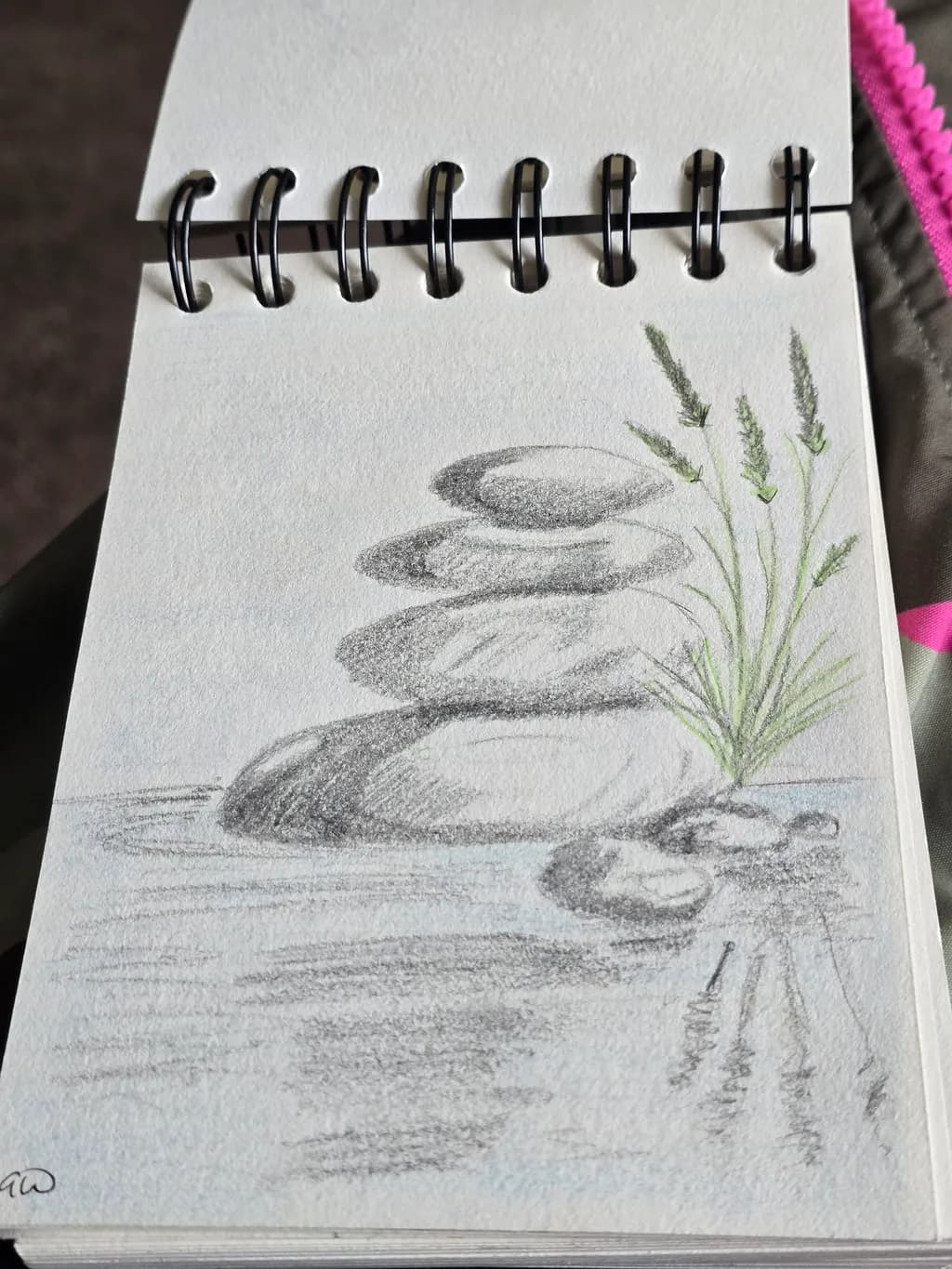 Stacked Stones with Grass