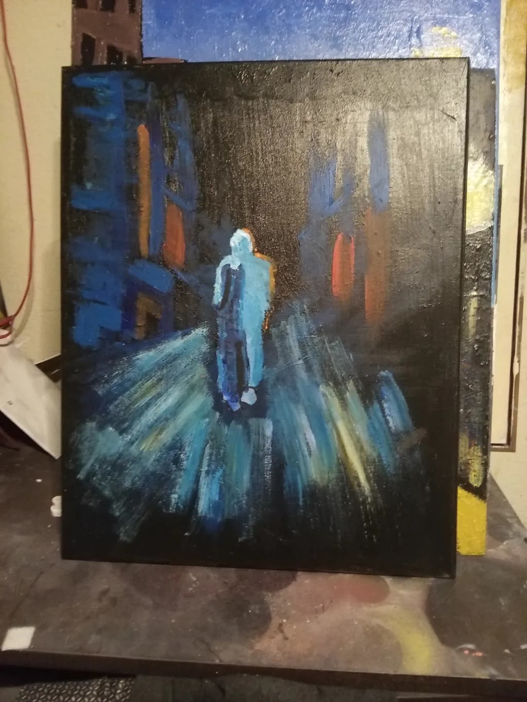 Blue Figure on Street