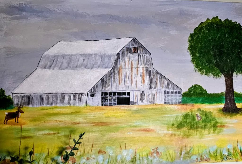 Barn and Tree Landscape