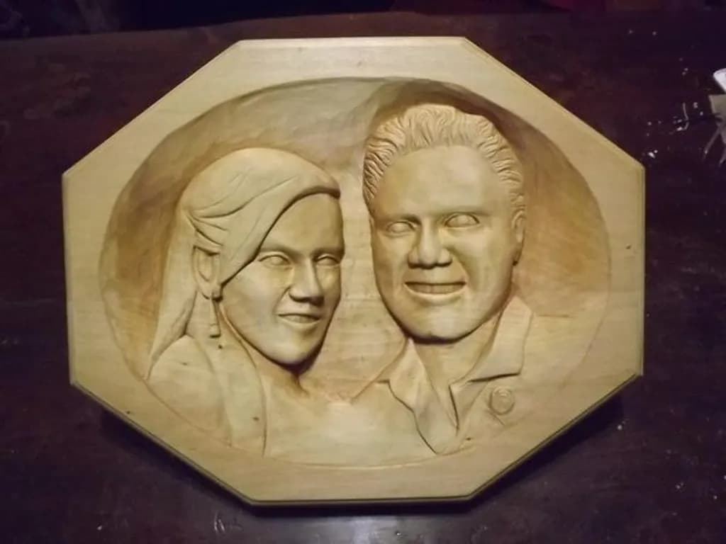 Wood Portrait Relief