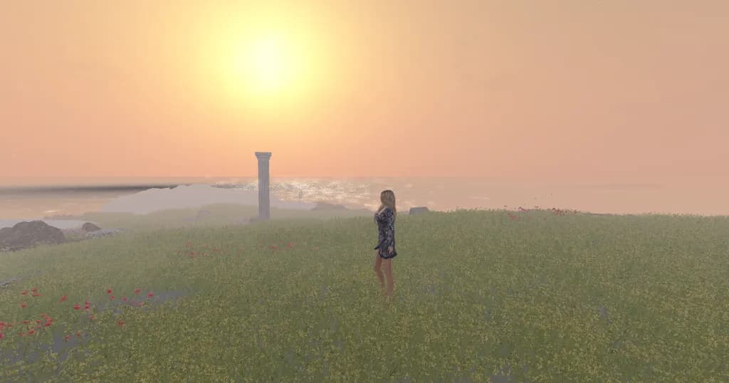 Seaside Field at Sunset