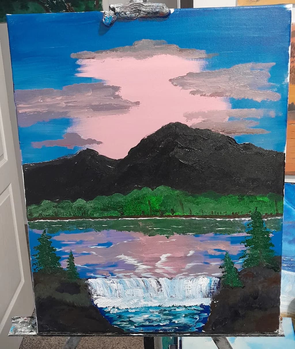 Mountain Waterfall Reflection