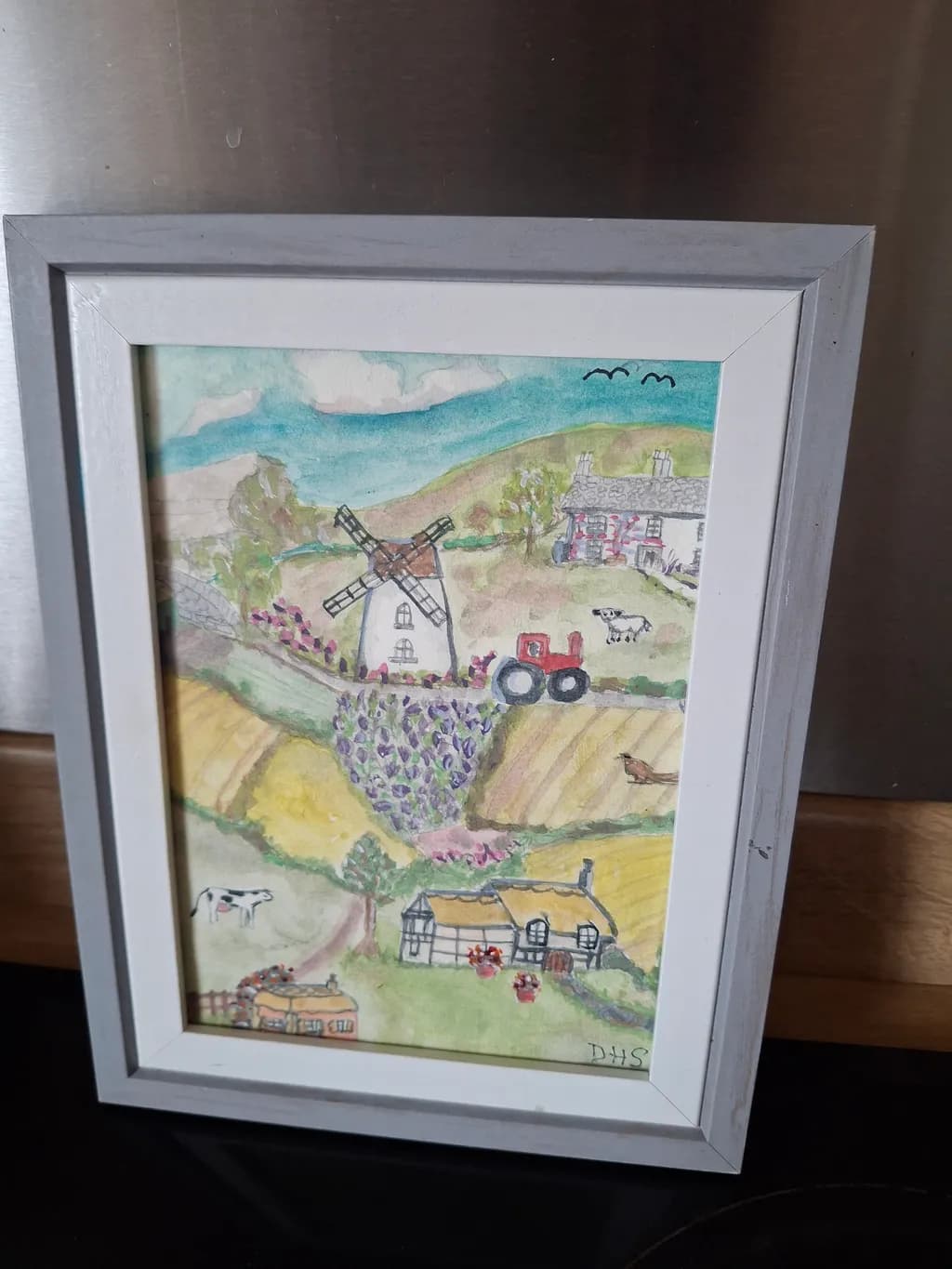 Farmhouse and Windmill Scene