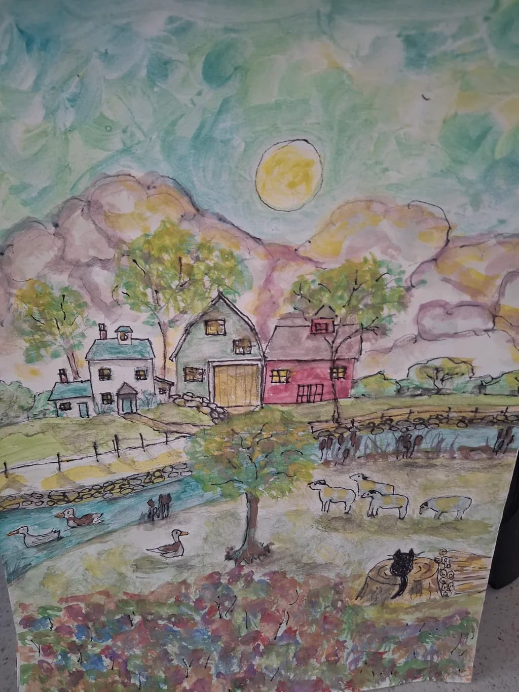 Farmhouse Landscape Scene