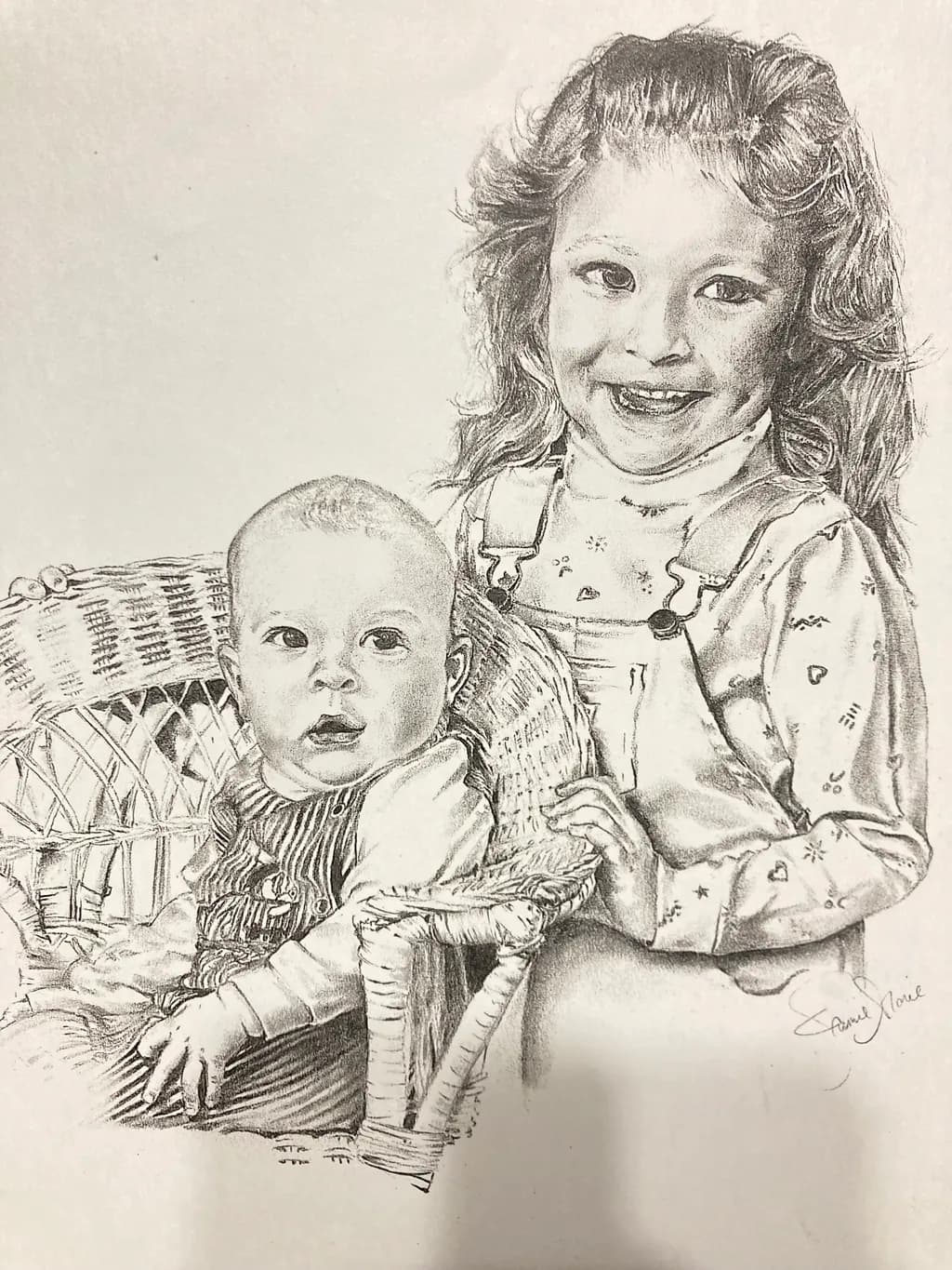 Children with Wicker Chair