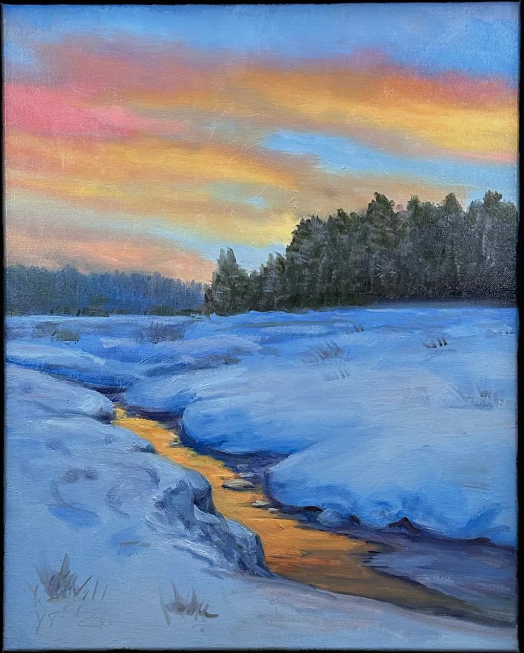 Winter Stream Sunset