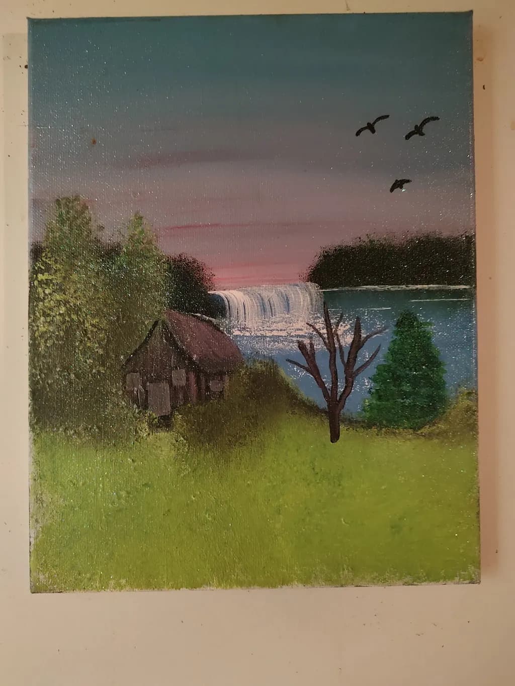 Waterfall Cottage Scene