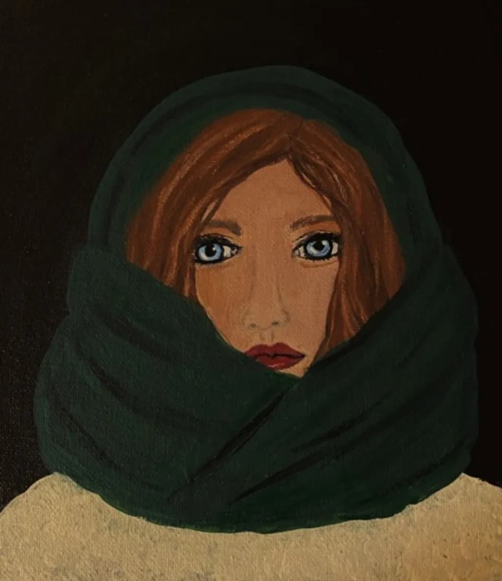 Face in Green Wrap