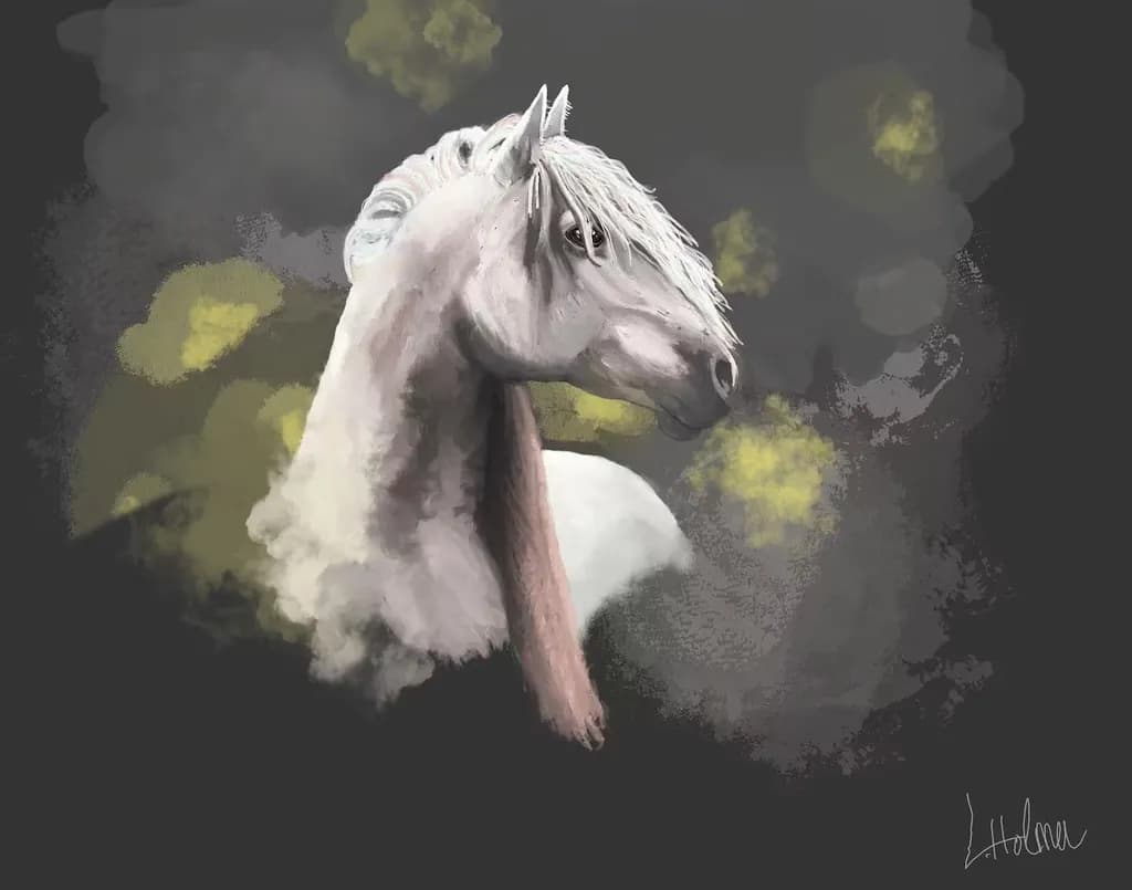 Misty White Horse