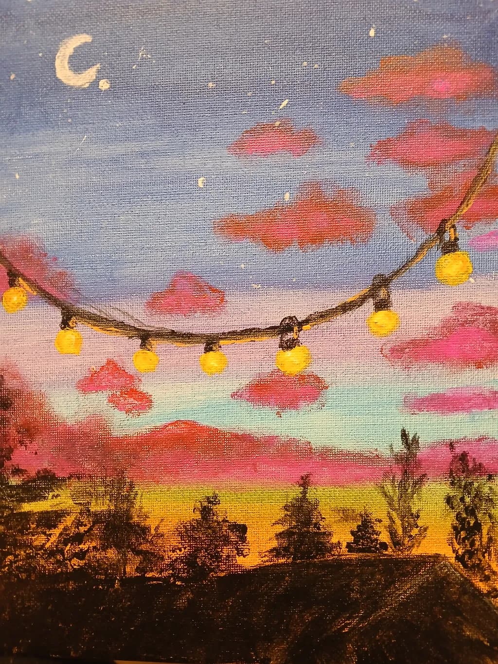 Evening Lights Over Trees