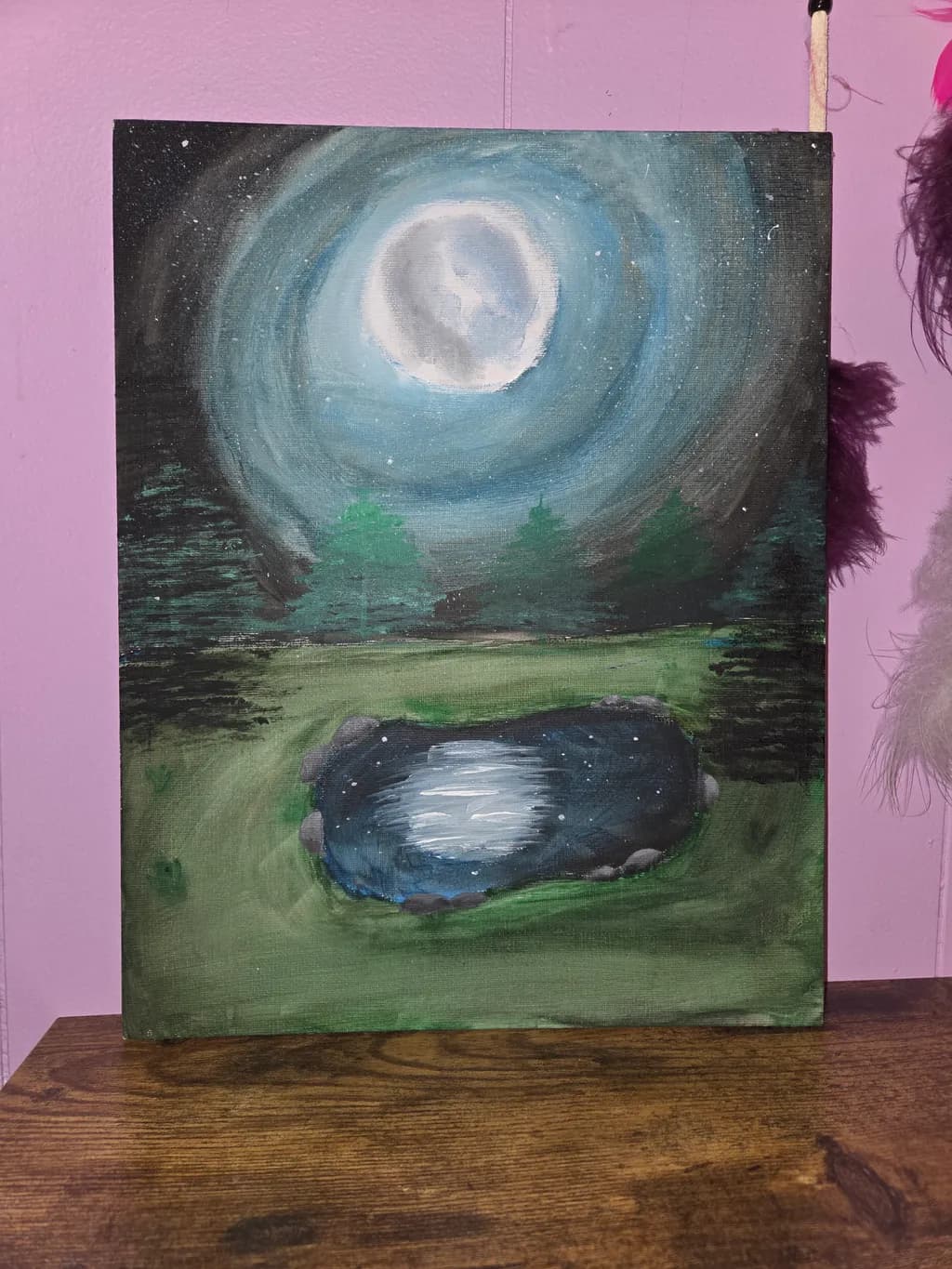 Moonlit Pond Reflection