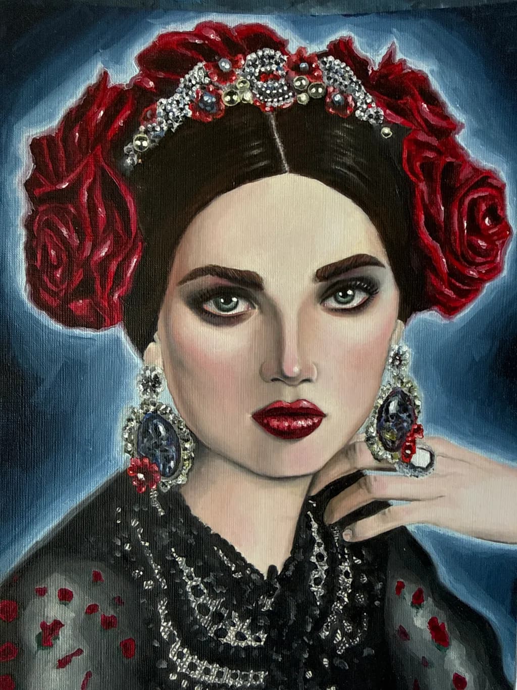 Portrait with Red Roses
