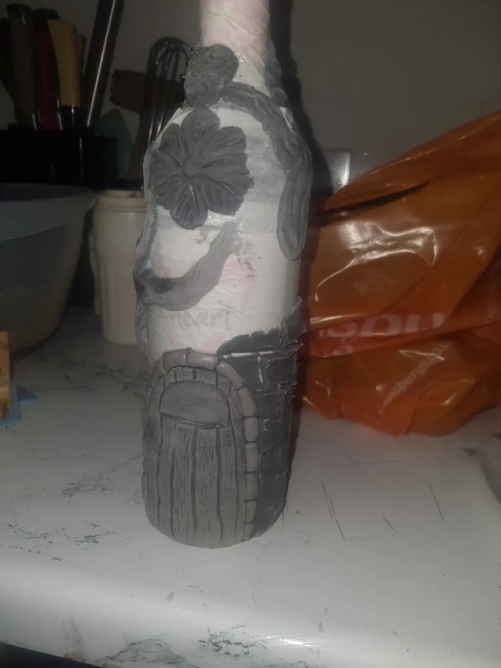 Clay Decorative Bottle Sculpture