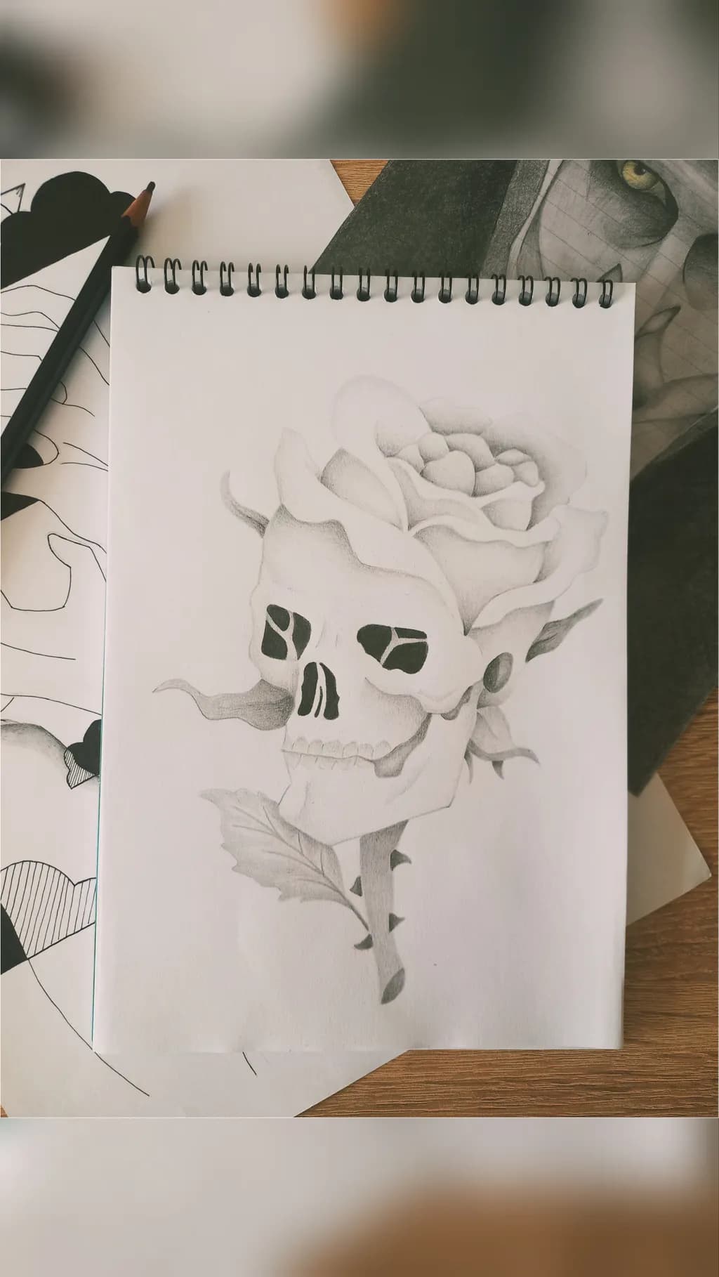 Skull Rose Drawing