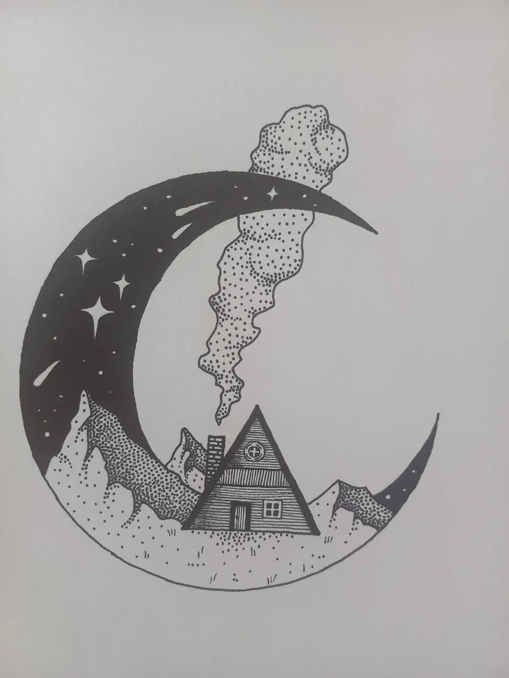 Moonlit Mountain Cabin