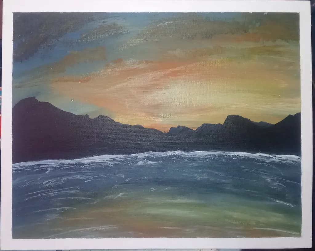 Mountain Shoreline Sunset