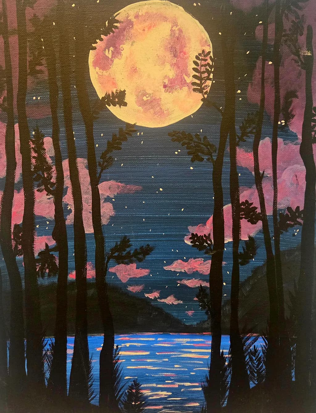 Moonlit Lake Forest
