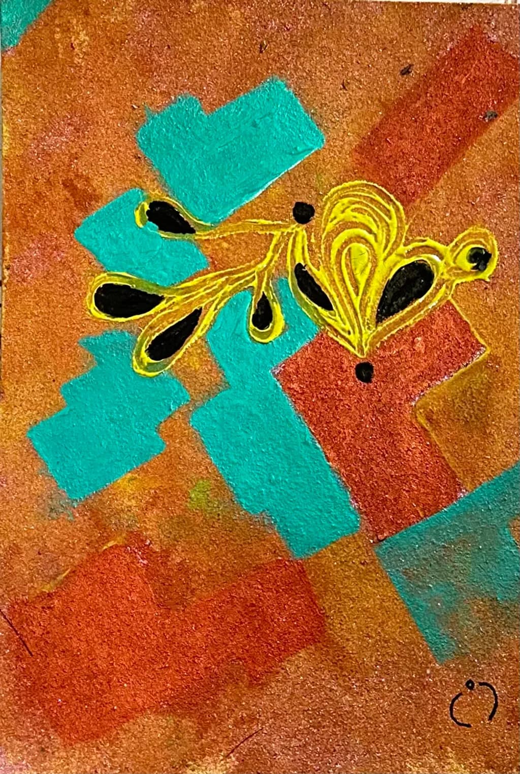 Turquoise Botanical Geometry