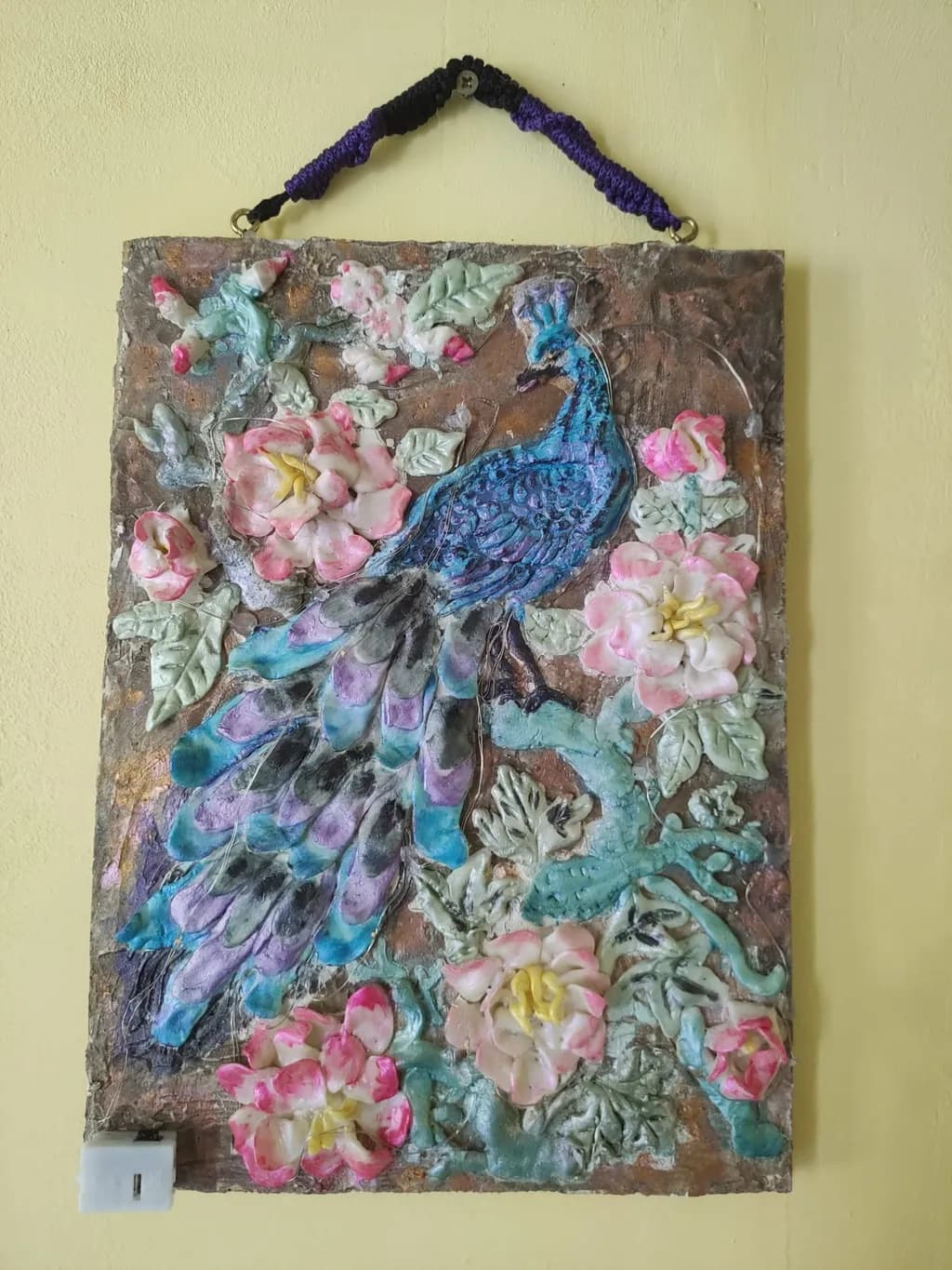 Peacock and Flowers Wall Art