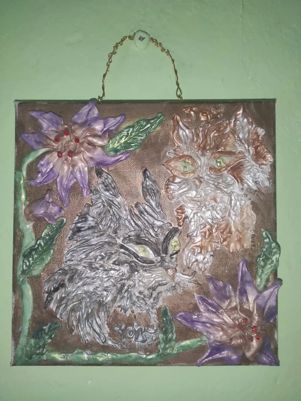 Cat and Flowers Relief